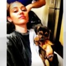 Miley Cyrus named the dog “Happy” after rescuing it outside Walmart